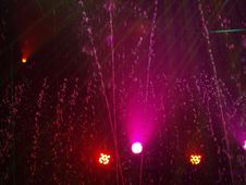Fountain And Purple Lights Royalty Free Stock Images