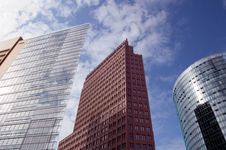 Modern Skyscrapers On Potsdamer Platz, Berlin Stock Photo Modern Skyscrapers On Potsdamer Platz, Berlin Stock Photo