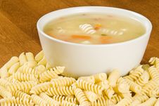 Chicken Soup With Pasta Stock Photo