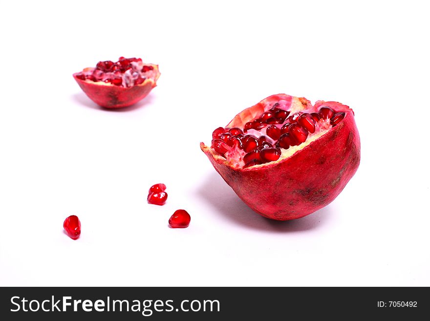 Pomegranate On White