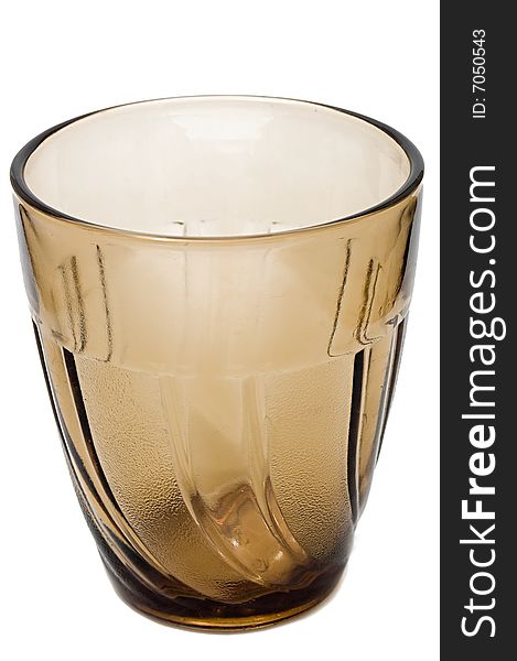 Empty transparent brown glass for juice, isolated on white. Empty transparent brown glass for juice, isolated on white