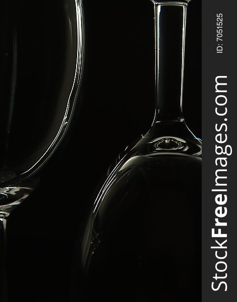 Empty wine glasses isolated on black background. Empty wine glasses isolated on black background.