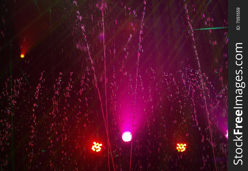 Fountain and color disco lights. Fountain and color disco lights