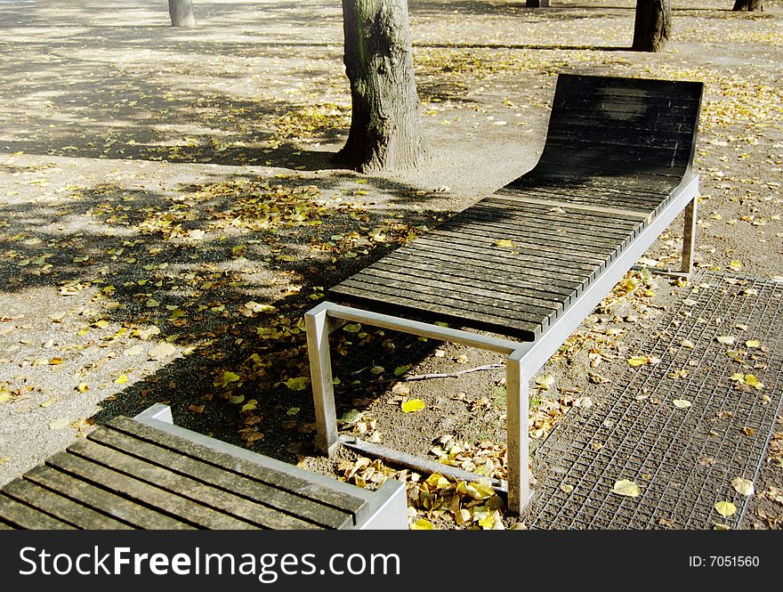 Bench in the park at autumn, Berlin