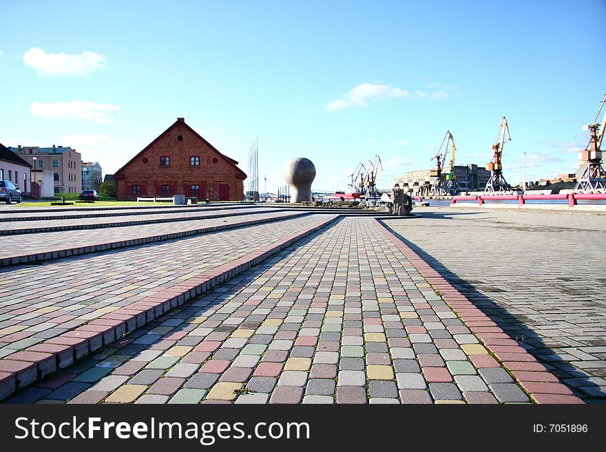 Landscape to town view with port