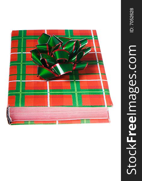 Book Christmas colors green red bow