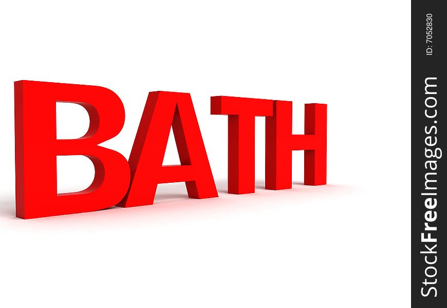 Three Dimensional Side View Of Bath Text