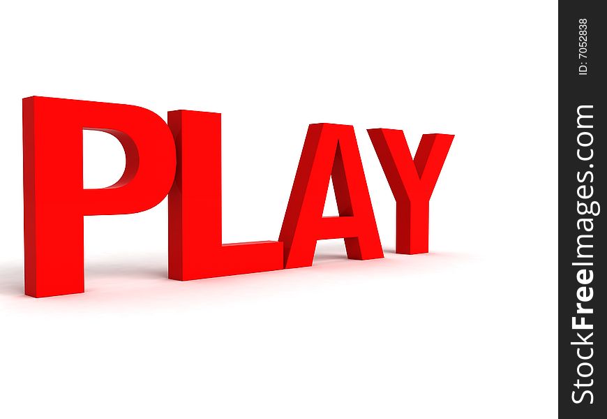 Three dimensional side view of play word