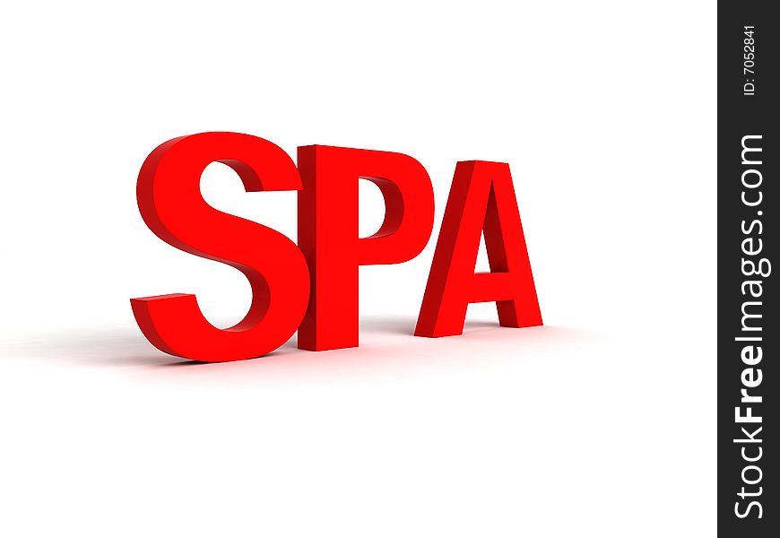 Three dimensional side view of spa word