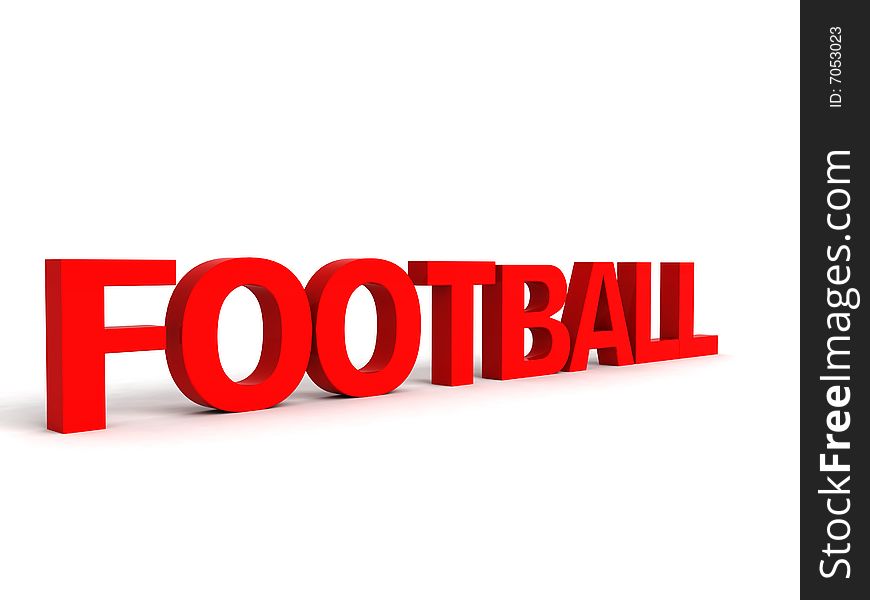 Side view of three dimensional football word. Side view of three dimensional football word