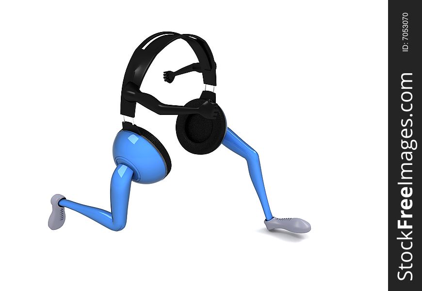 Side view of three dimensional running headphone