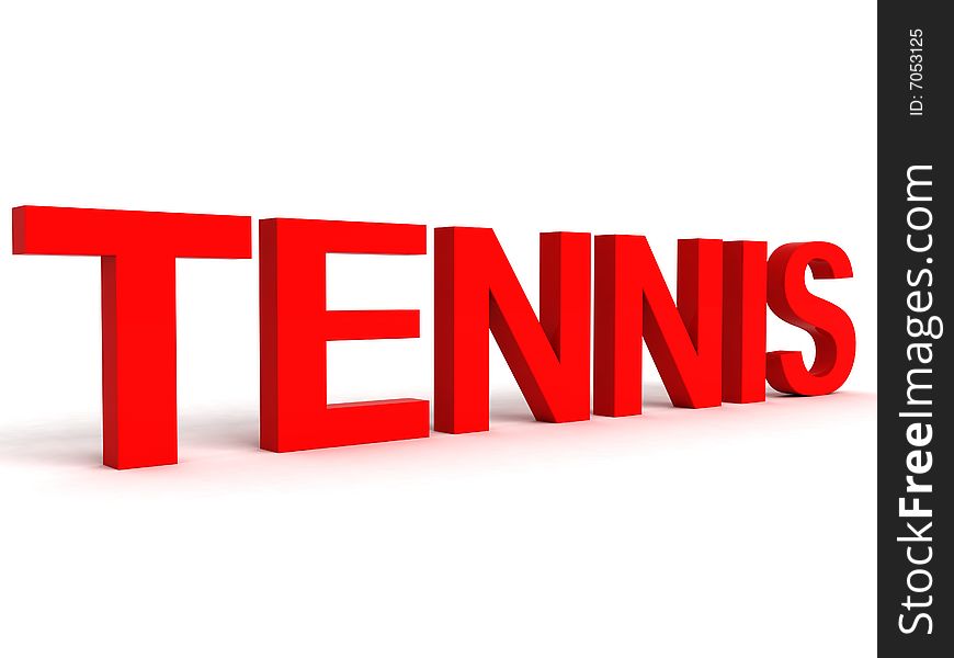 Side view of three dimensional tennis word. Side view of three dimensional tennis word