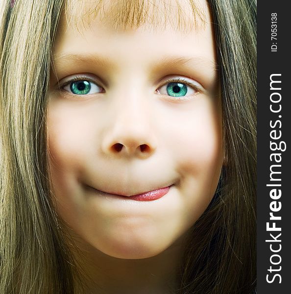Portrait of cute little girl with green eyes. Portrait of cute little girl with green eyes.