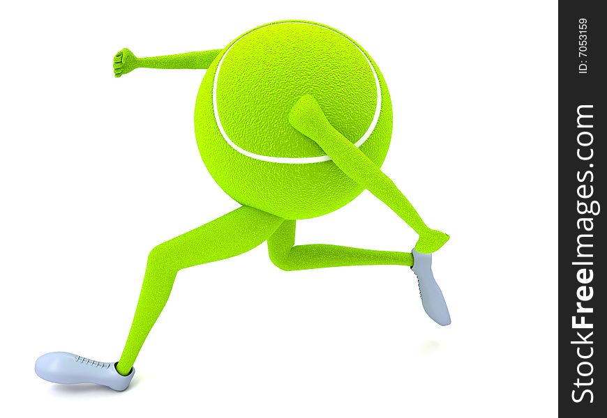 Isolated three dimensional running tennis ball