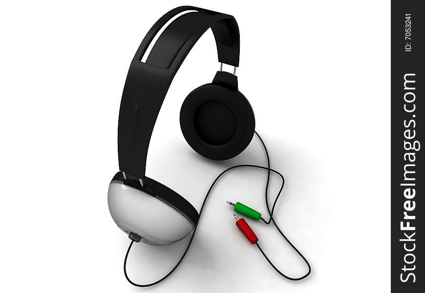 Three dimensional headset on an isolated background