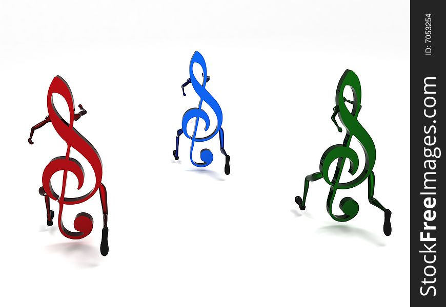 Isolated three dimensional musical notes