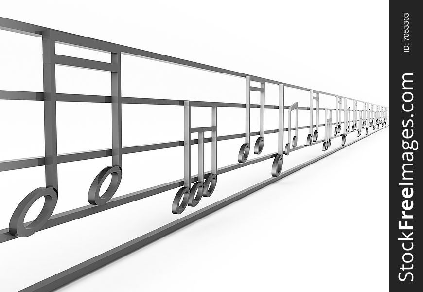 Isolated three dimensional musical notes graph