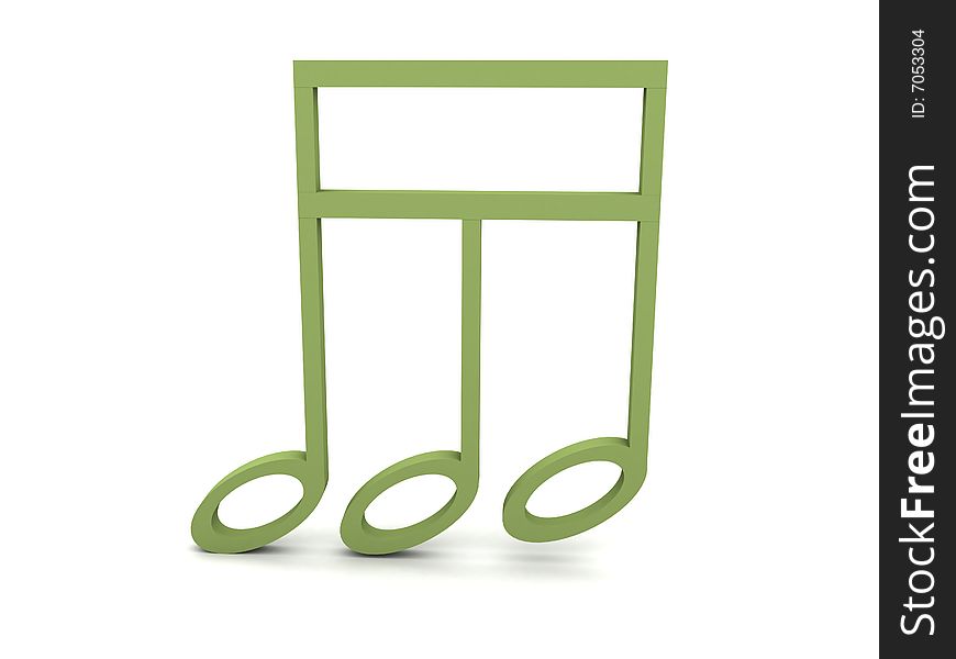 View of three dimensional green musical clef note