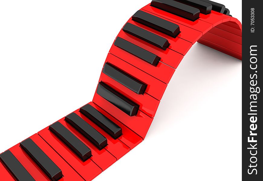 Three dimensional red and black piano keys. Three dimensional red and black piano keys