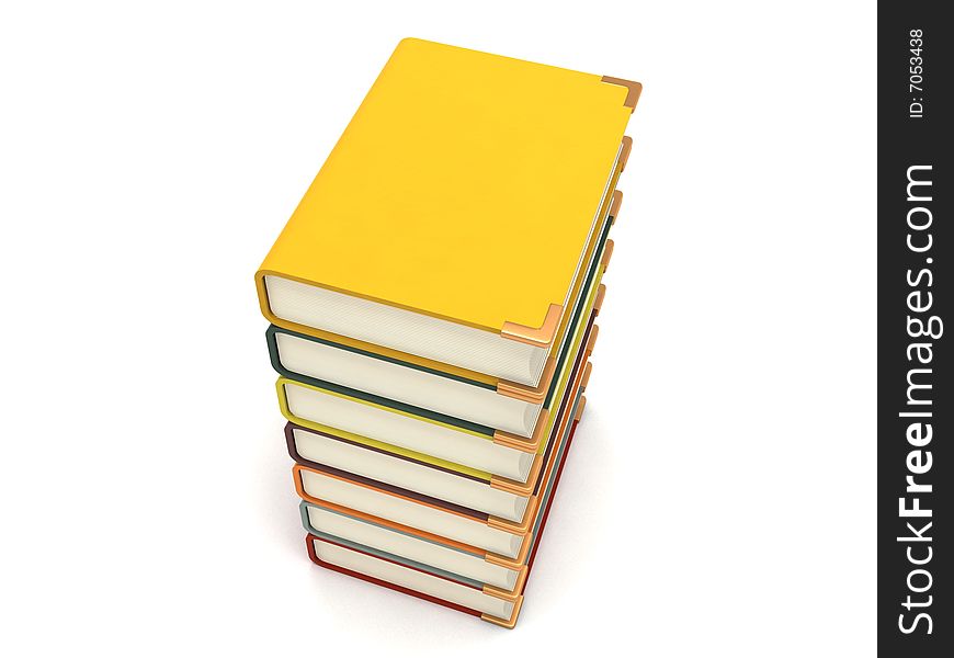 Three dimensional pileup books with white background