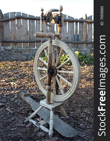 Old-time spinning wheel. Ukrainian tradition. Old-time spinning wheel. Ukrainian tradition