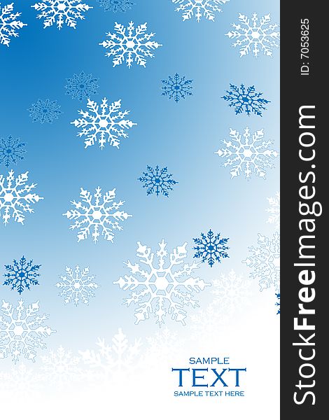 Snowflake background in blue and white with copyspace. Snowflake background in blue and white with copyspace