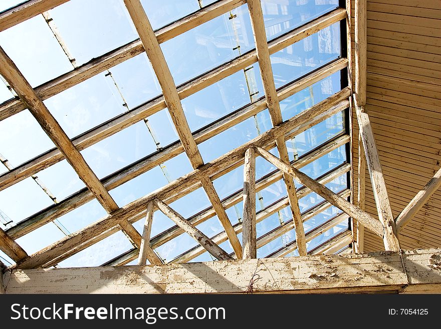 The skylight with blue sky background.