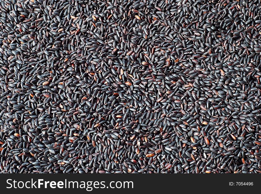 Black rice close up for background