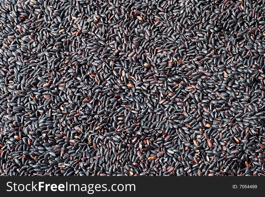Black rice close up for background