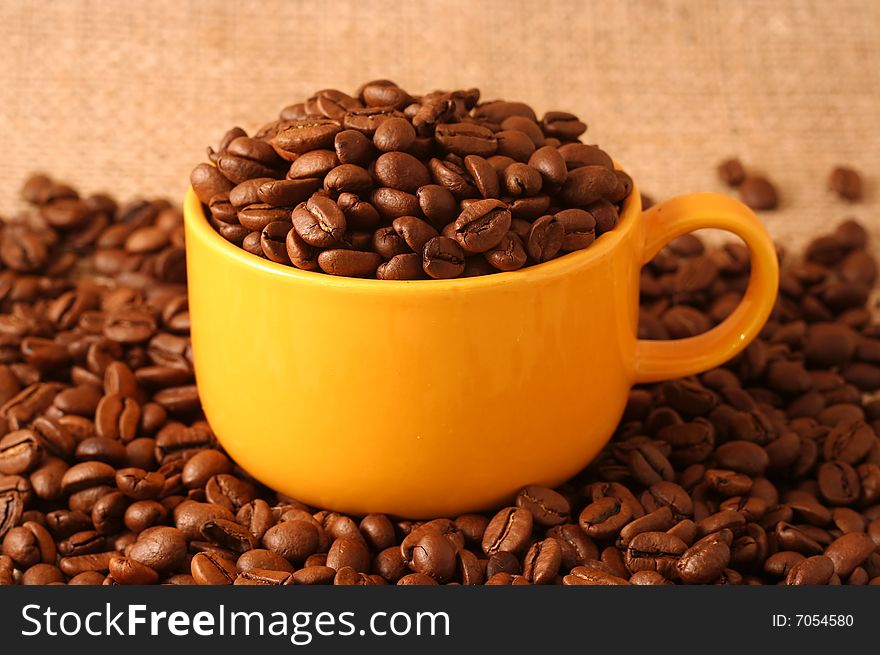 A cup of coffee beans