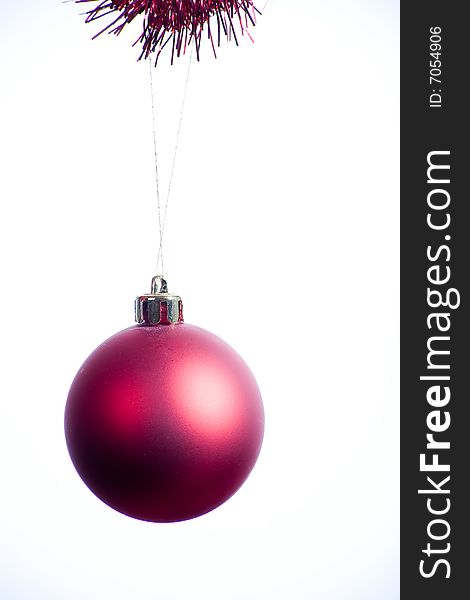 Red ball Christmas decoration on white background. Red ball Christmas decoration on white background