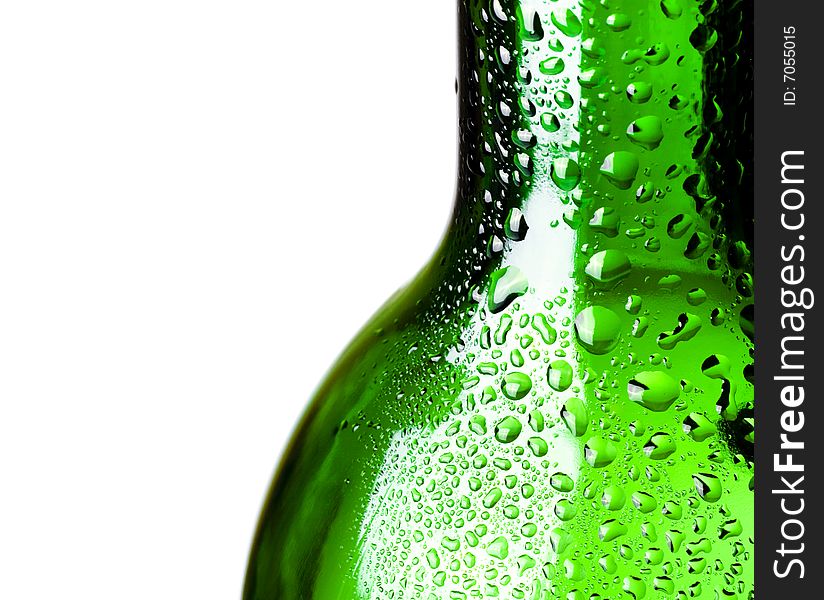 Green bottle on white background