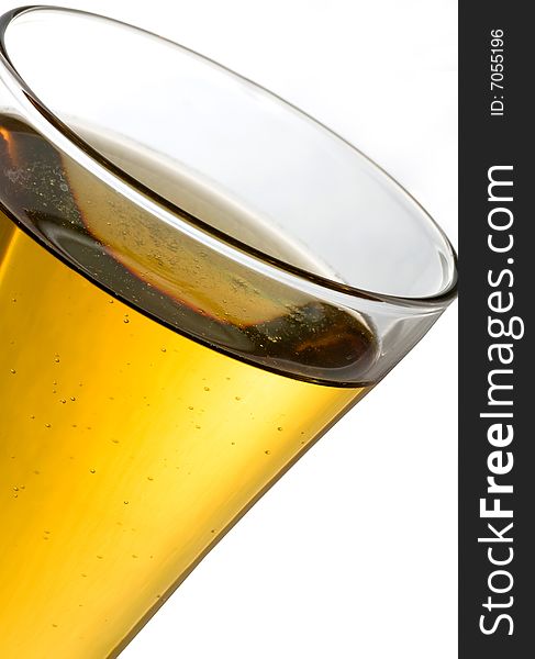 A glass of beer on white