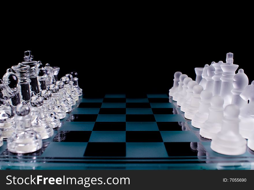 A shot of a chessboard ready to play. A shot of a chessboard ready to play