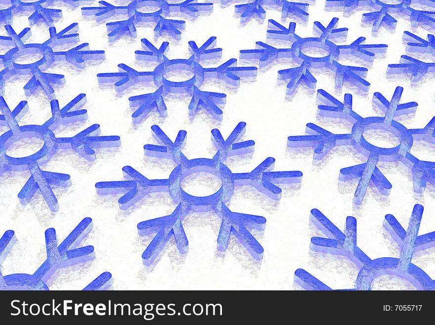 Christmas snowflake in ice background