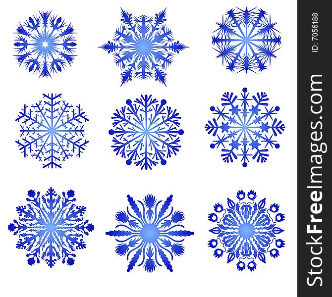 Blue snowflakes on white background. Blue snowflakes on white background
