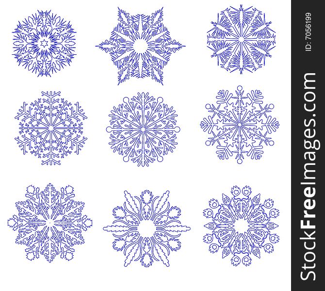 White snowflakes for winter decoration. White snowflakes for winter decoration