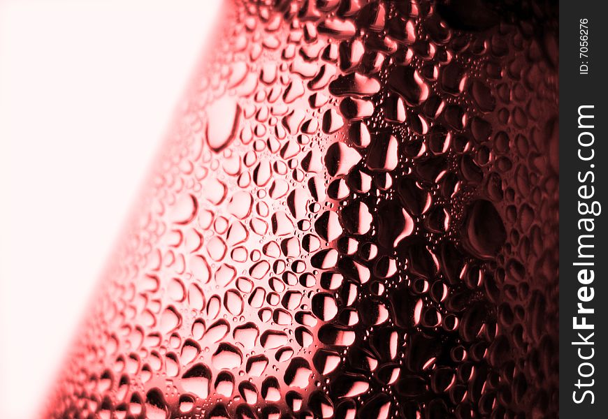 Water drops on the bottle