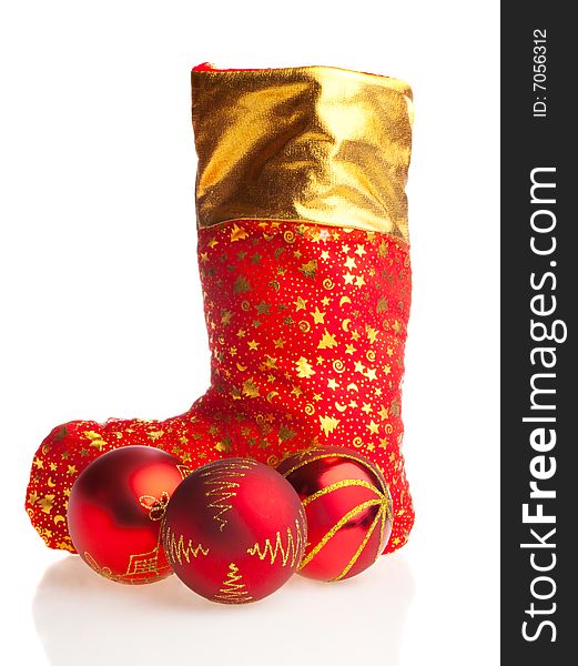 Christmas Boot And Red Balls