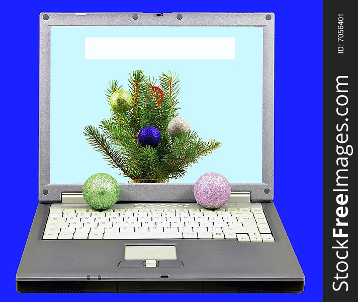 Laptop With Christmas Ornaments