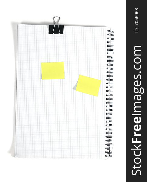 Blank Spiral Notepad isolated on White. Ready for your message.