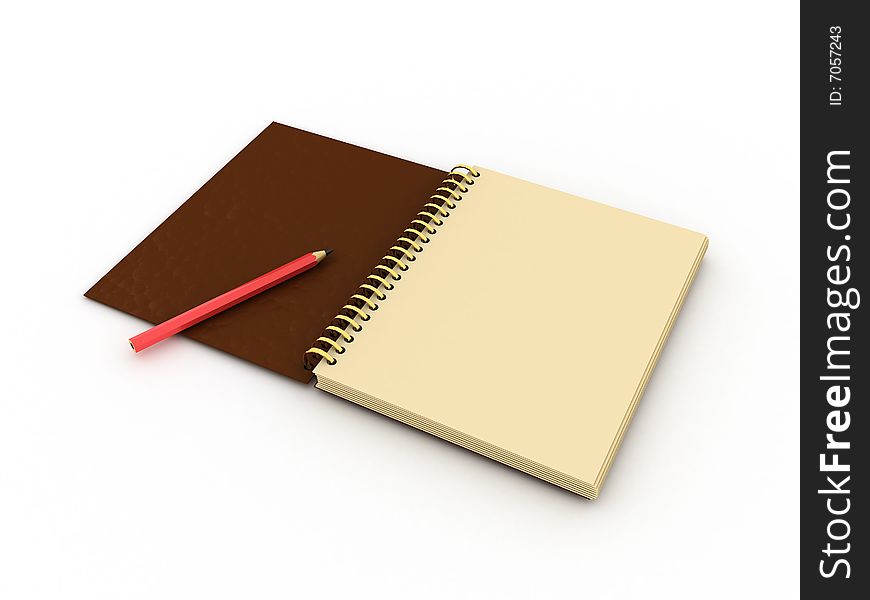 3d illustration of notepad on white background