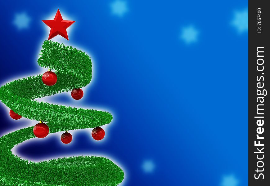 Abstract christmas background with christmas-tree on deep blue