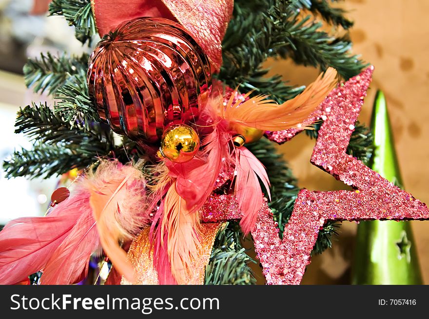 A stars and feathers christmas display