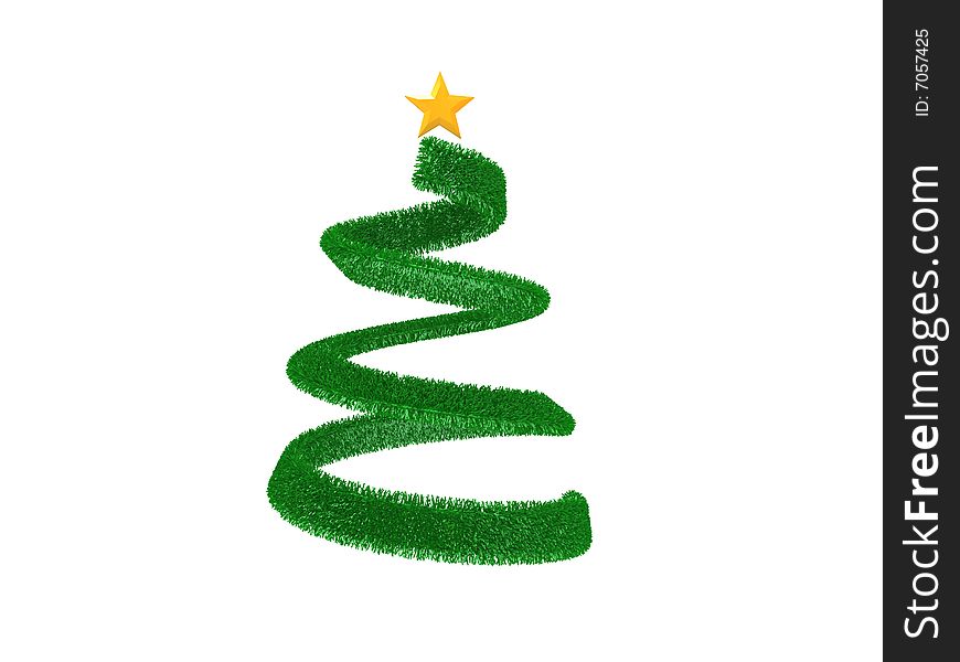 3d illustration of stylized christmas tree on white background