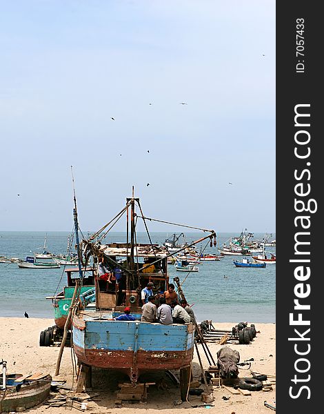 An old ship on the beach in Peru