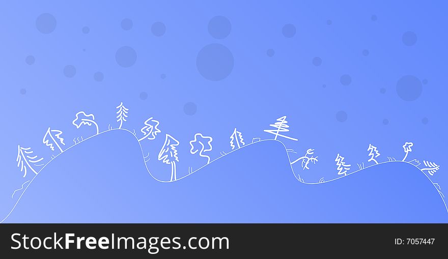 Illustrated vector Christmas theme with little trees, blue tone. Illustrated vector Christmas theme with little trees, blue tone.