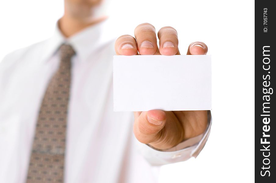 Business Man Holding Visiting Card