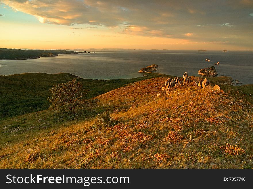 Evening in one of bays of Far East sea reserve. Evening in one of bays of Far East sea reserve