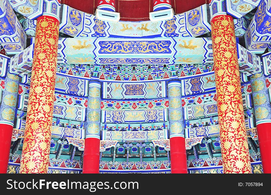 Splendid decorations inside the chinese ancient palace. Splendid decorations inside the chinese ancient palace